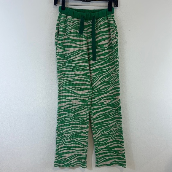 Sundae School Green Zebra Print Waffle Knit Pant - Picture 1 of 10